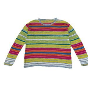 Soft Surroundings Oasis Striped Pullover 100% Viscose Rainbow Lightweight